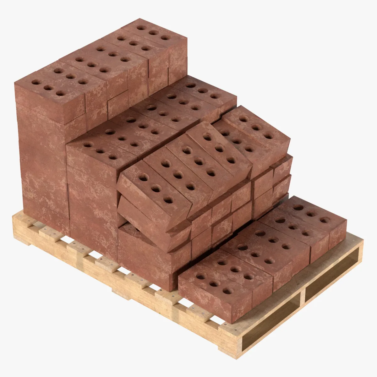 Bricks Pallet 3 3D Model .c4d .max .obj .3ds .fbx .stl .blend 