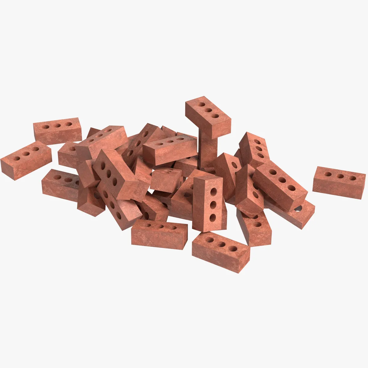 Bricks Pile 3D Model .c4d .max .obj .3ds .fbx .stl .blend