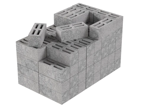 Cinder Block Pallet and Pile 2 3D Model