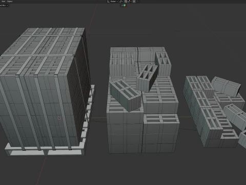Cinder Block Pallet and Pile 2 3D Model