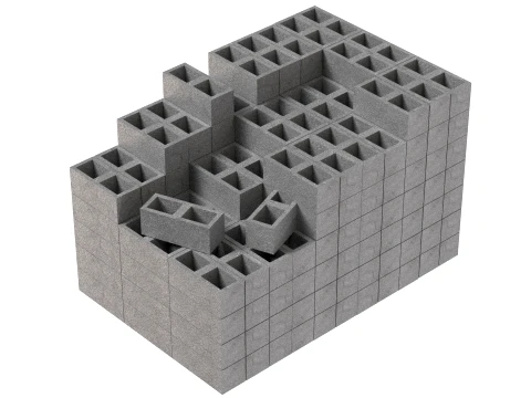 Cinder Block Pallet and Pile 3 3D Model