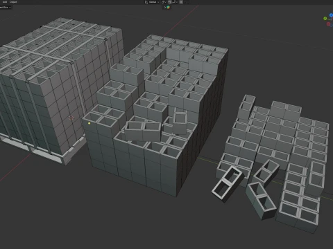 Cinder Block Pallet and Pile 3 3D Model