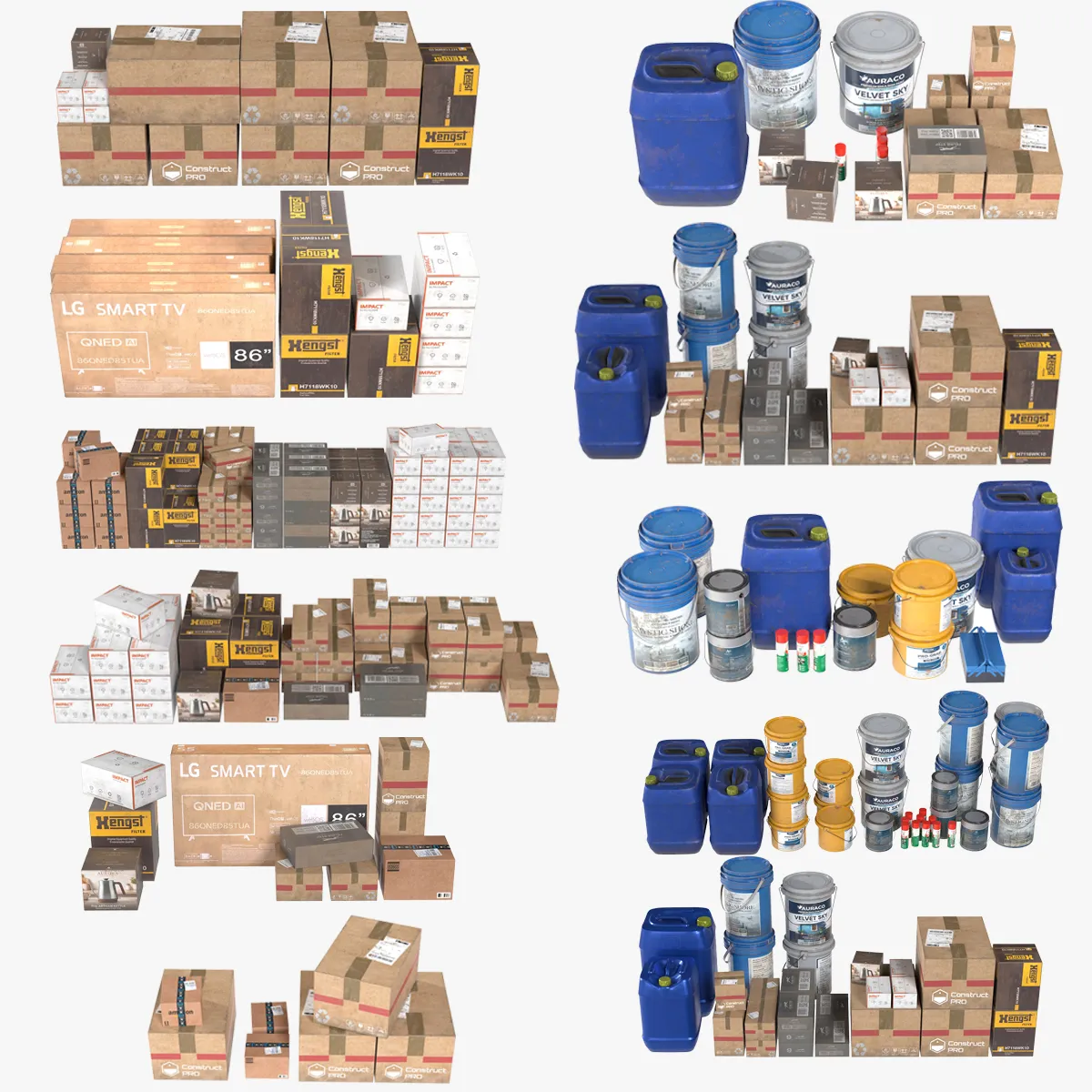 Building Material Collection 3D Model .c4d .max .obj .3ds .fbx .stl .blend 