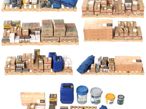 Palets de materiales de construcci&oacute;n Modelo 3D