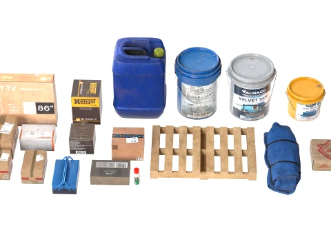 Building Material Pallets 3D Model