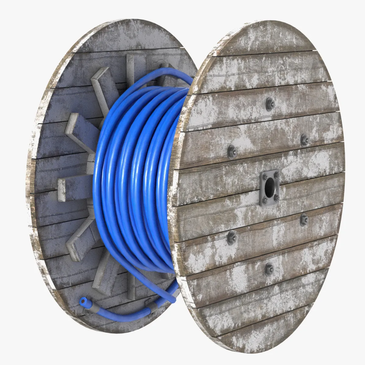 Cable Reel Blue 3D Model .c4d .max .obj .3ds .fbx .stl .blend 