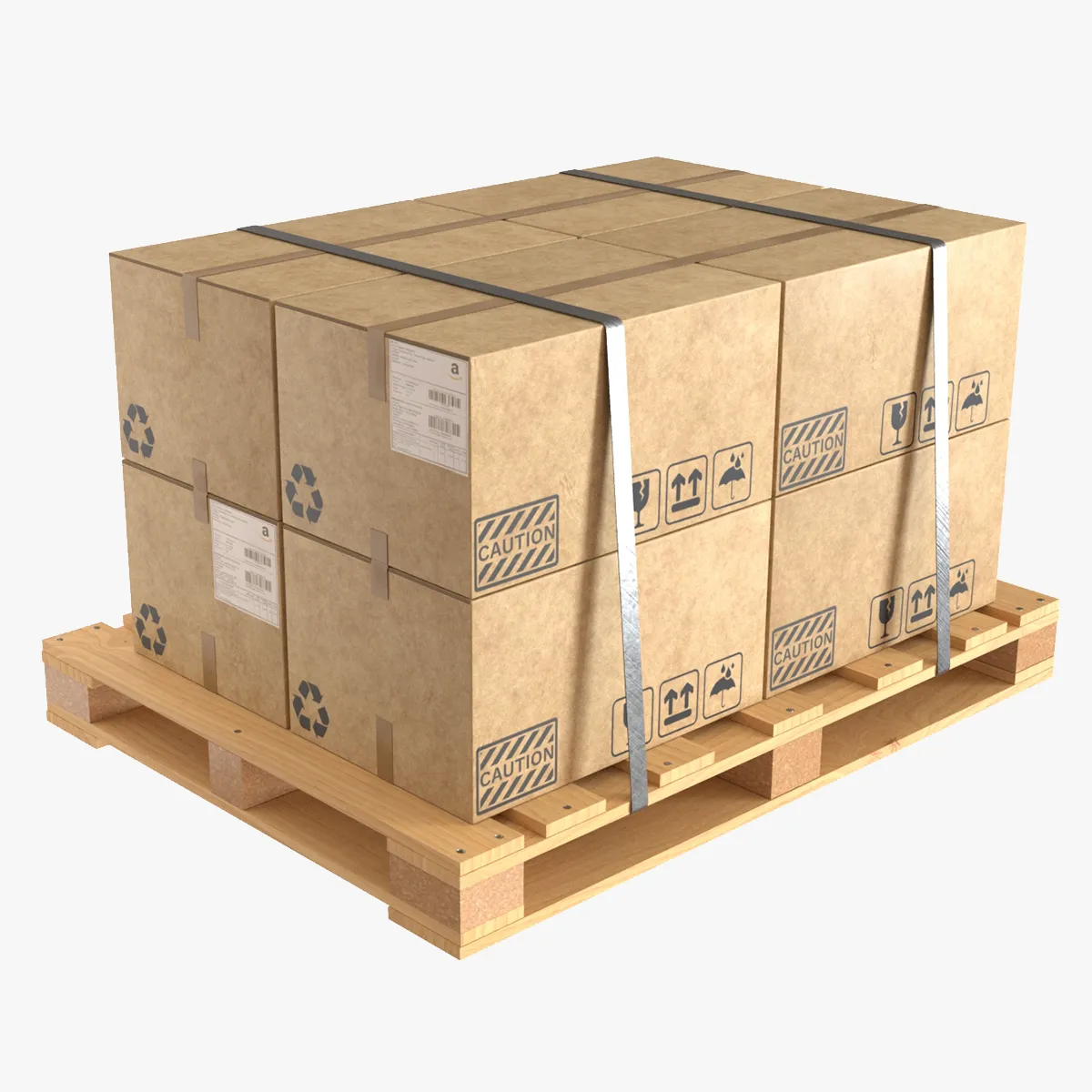 Cardboard Box Pallet 3D Model .c4d .max .obj .3ds .fbx .stl .blend 