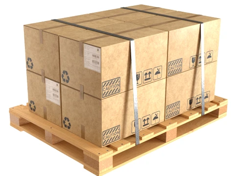 Cardboard Box Pallet 3D Model
