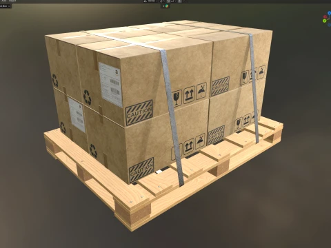 Cardboard Box Pallet 3D Model