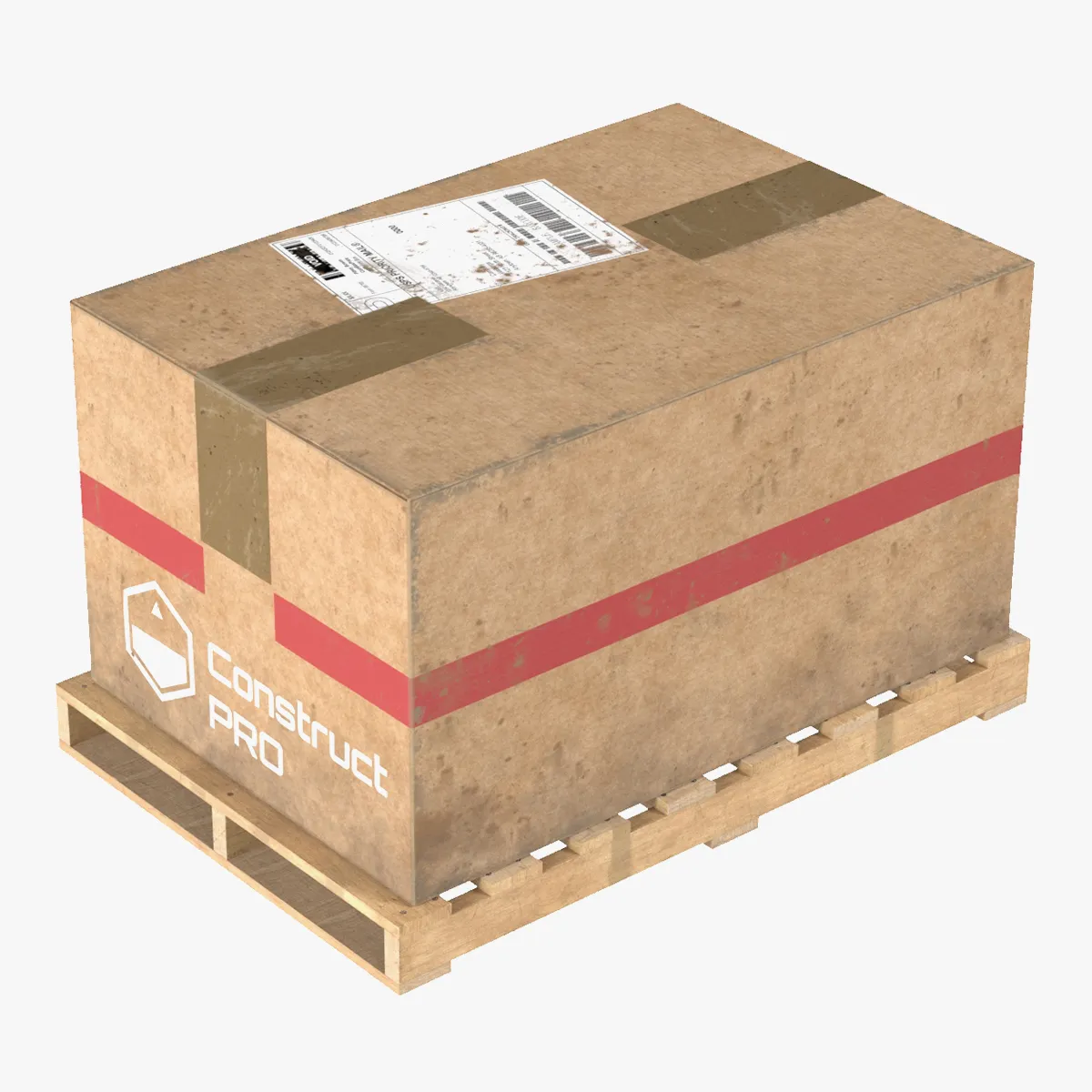 Cardboard Box Pallet 1 3D Model .c4d .max .obj .3ds .fbx .stl .blend 