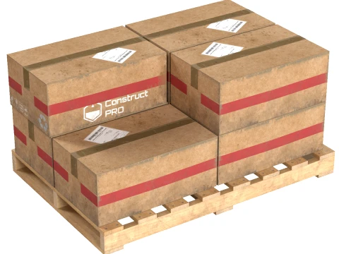 Cardboard Box Pallet 2 3D Model