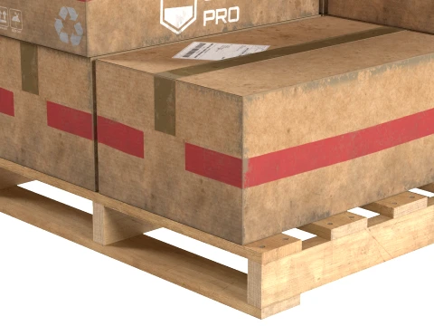 Cardboard Box Pallet 2 3D Model