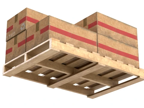 Cardboard Box Pallet 2 3D Model