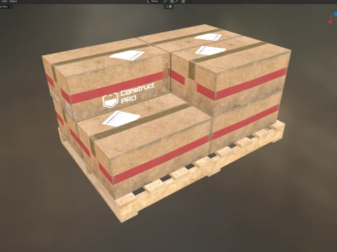 Cardboard Box Pallet 2 3D Model