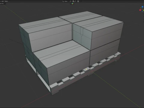 Cardboard Box Pallet 2 3D Model