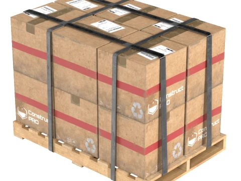 Cardboard Box Pallet 3 3D Model
