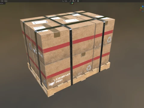Cardboard Box Pallet 3 3D Model