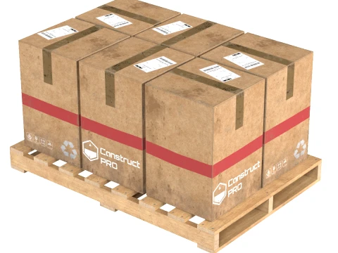 Cardboard Box Pallet 4 3D Model