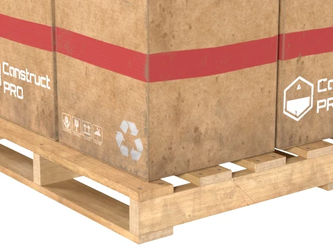 Cardboard Box Pallet 4 3D Model