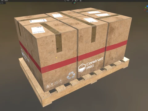 Cardboard Box Pallet 4 3D Model