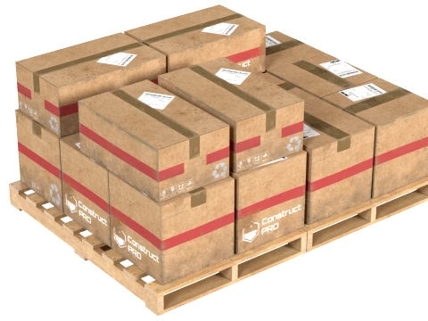 Cardboard Box Pallet 5 3D Model