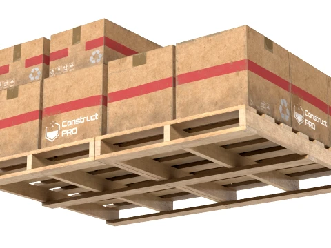 Cardboard Box Pallet 5 3D Model