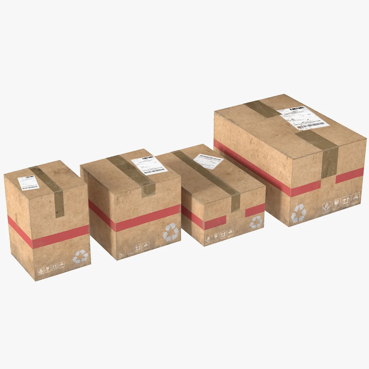 Cardboard Boxes 3D Model .c4d .max .obj .3ds .fbx .stl .blend 