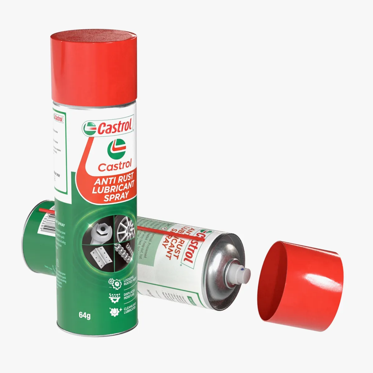 Castrol Oil Spray Bottle 3D Model .c4d .max .obj .3ds .fbx .stl .blend 