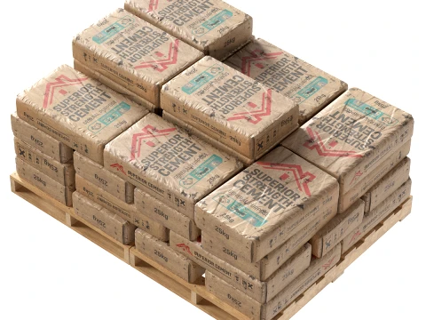 Cement Bag Wooden Pallet v2 3D Model