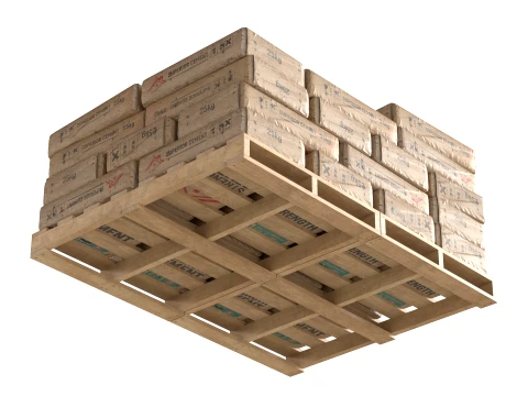 Cement Bag Wooden Pallet v2 3D Model