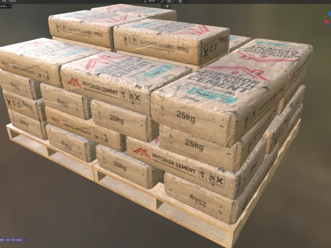 Cement Bag Wooden Pallet v2 3D Model