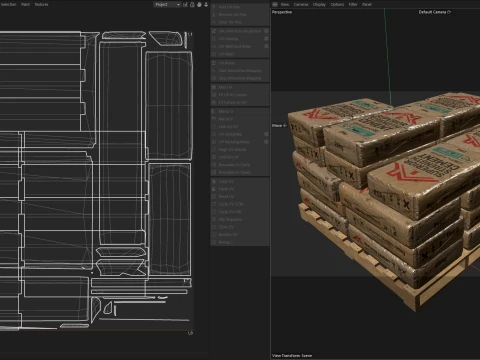 Cement Bag Wooden Pallet v2 3D Model