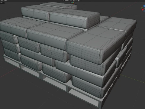 Cement Bag Wooden Pallet v2 3D Model