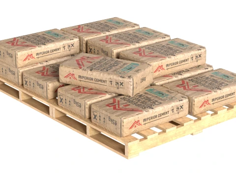 Cement Sack Wooden Pallet 3D Model