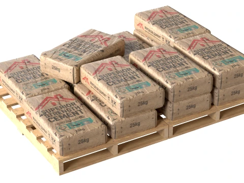 Cement Sack Wooden Pallet 3D Model