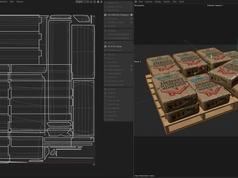 Cement Sack Wooden Pallet 3D Model