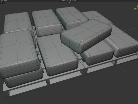 Cement Sack Wooden Pallet 3D Model