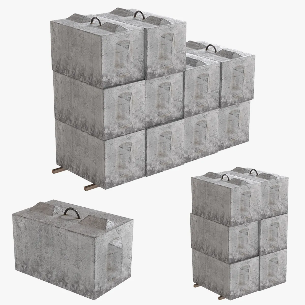 Concrete Block 3D Model .c4d .max .obj .3ds .fbx .stl .blend 