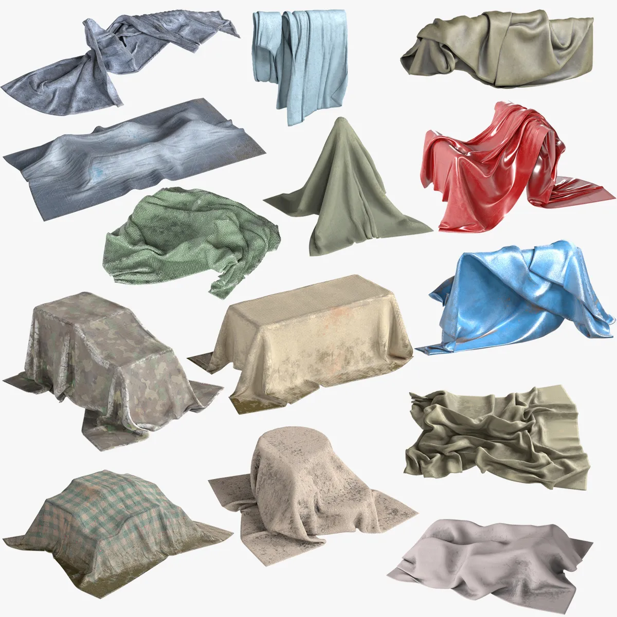 Drape Clothes Tarps 3D Model .c4d .max .obj .3ds .fbx .stl .blend 