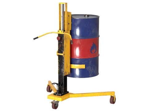 Drum Truck and Oil Drum 3D Model