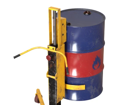 Drum Truck and Oil Drum 3D Model