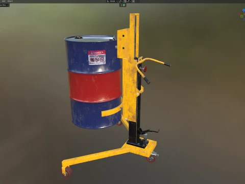 Drum Truck and Oil Drum 3D Model