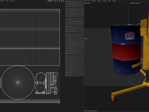 Drum Truck and Oil Drum 3D Model