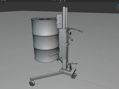 Drum Truck and Oil Drum 3D Model