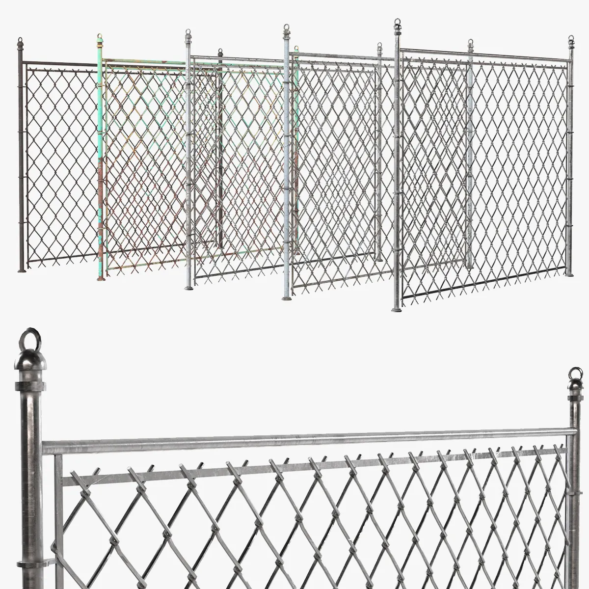 Barbed Wire Fence v2 3D Model .c4d .max .obj .3ds .fbx .stl .blend