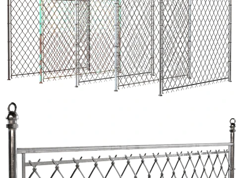 Barbed Wire Fence v2 3D Model