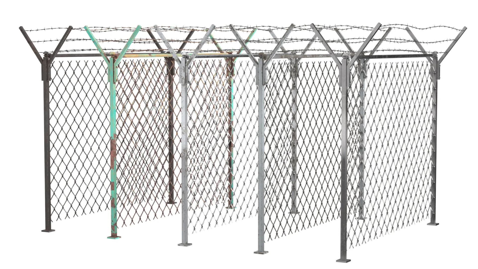 Barbed Wire Fence v3 3D Model .c4d .max .obj .3ds .fbx .stl .blend