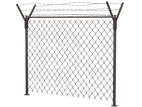 Barbed Wire Fence v3 3D Model
