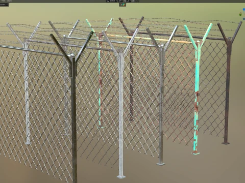 Barbed Wire Fence v3 3D Model