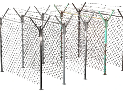 Barbed Wire Fence v3 3D Model